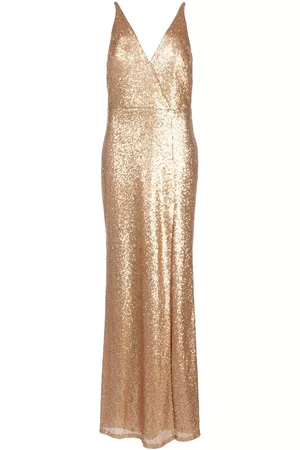 Marchesa Notte Sequined V-neck bridesmaid dress - Gold