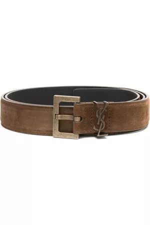 Saint Laurent Men Belts - Square-buckle logo belt - Brown