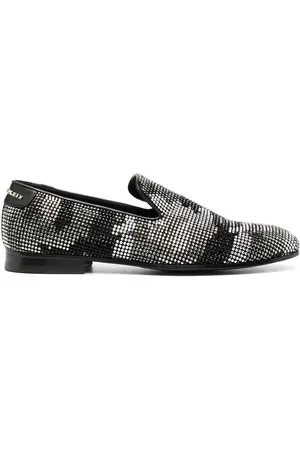 Philipp Plein Embellished camouflage moccasin loafers