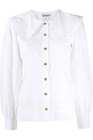 Ganni Oversized-collar buttoned blouse