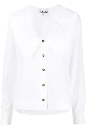 Ganni Ruffled exaggerated collar blouse