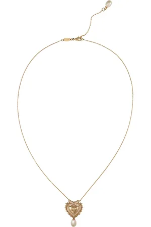 Dolce & Gabbana 18kt yellow Devotion Sacred Heart diamond and pearl pendant necklace