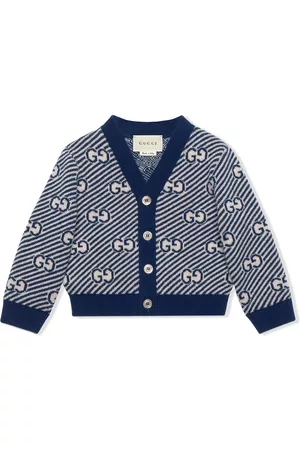 Gucci Sweatshirts - GG stripe wool cardigan - Blue