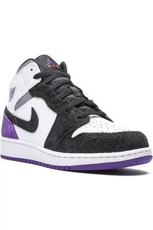 Jordan Kids Boys Sports Shoes - Air Jordan 1 Mid SE "Court Purple Suede" sneakers - White
