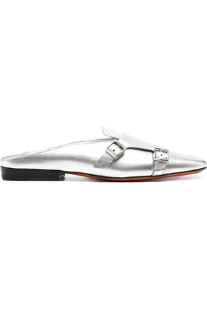 santoni Metallic leather mules