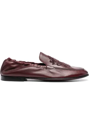 Dolce & Gabbana Debossed-motif polished-finish loafers