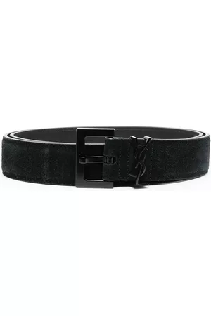 Saint Laurent Men Belts - Suede buckle belt - Black