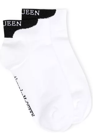 Alexander McQueen Logo-embroidered socks - White