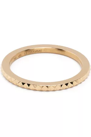 Le Gramme 18kt yellow gold 3g pyramid guilloche ring