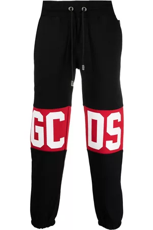GCDS Men Sweatpants - Mid-rise logo-print cropped track pants - Black