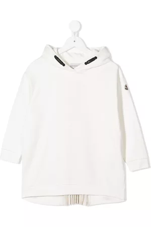 Moncler Girls Pleated Dresses - Pleated sweatshirt dress - White