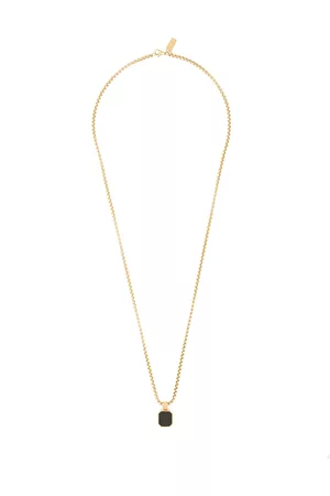 Nialaya Men Necklaces - Square onyx pendant necklace - Gold