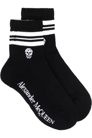 Alexander McQueen Women Socks - Skull logo-print socks - Black