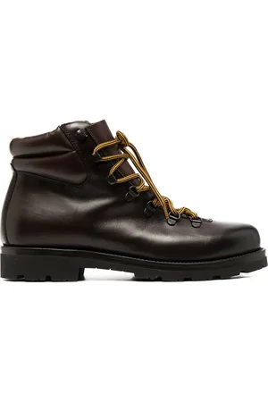 Scarosso shearling-lined lace-up leather boots - Brown