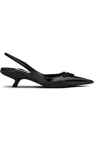 Prada Triangle patch slingback pumps