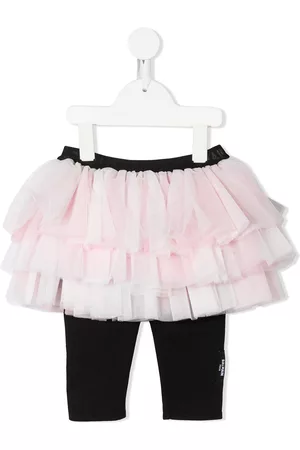 Balmain Skirts - Tiered tulle skirt with leggings - Pink