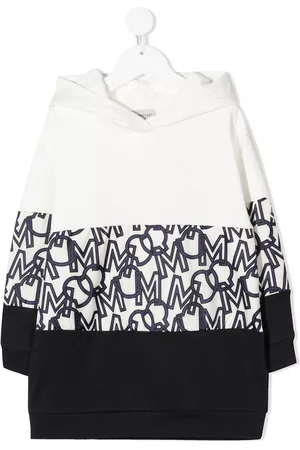Moncler Girls Casual Dresses - Monogram-panel hooded dress - White