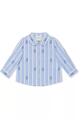 Gucci Shirts - GG embroidered candy-stripe shirt - Blue