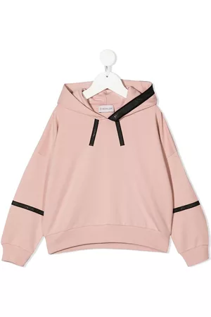 Moncler Girls Hoodies - Logo-patch sleeve hoodie - Pink