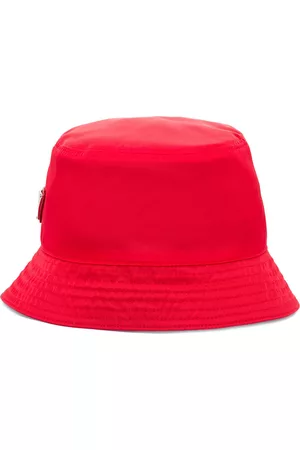 Prada Men Hats - Re-Nylon triangle logo bucket hat - Red