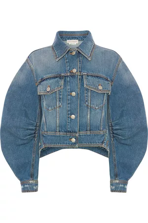 Alexander McQueen Women Denim Jackets - Cocoon sleeve denim jacket - Blue