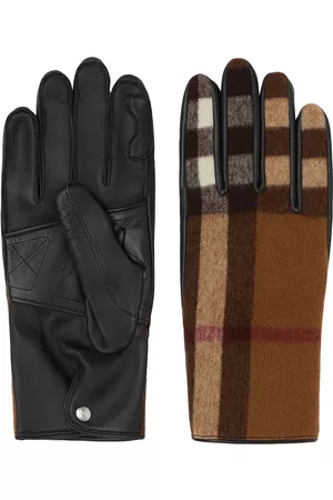 Burberry Men Gloves - Check-pattern gloves - Brown
