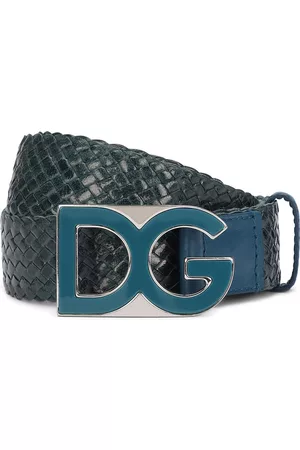 Dolce & Gabbana Men Belts - DG-plaque snakeskin-embossed belt - Blue
