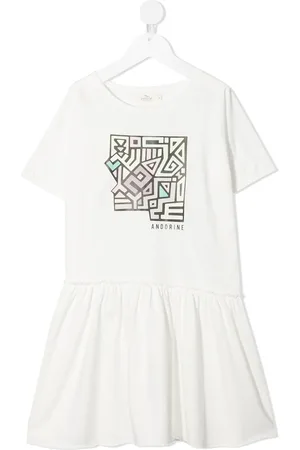 Le pandorine Logo-print ruffled T-shirt dress