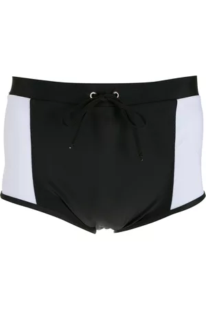 AMIR SLAMA Contrasting-panel swim shorts - Black