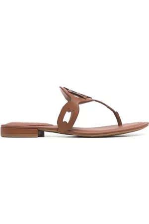 Ralph Lauren Women Leather Sandals - Audrie flat leather sandals - Brown
