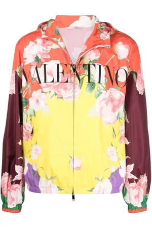 VALENTINO GARAVANI Men Floral Jackets - Floral-print hooded jacket - Red