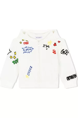 Dolce & Gabbana Zip-up Hoodies - DG love-print zip hoodie - White