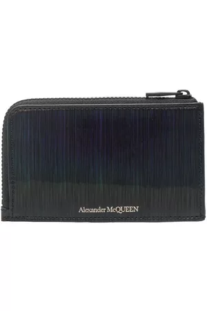 Alexander McQueen Men Wallets - Textured logo-print zipped cardholder - Black