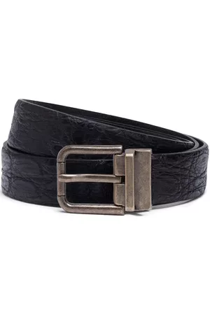 Dolce & Gabbana Men Belts - Textured leather belt - Black