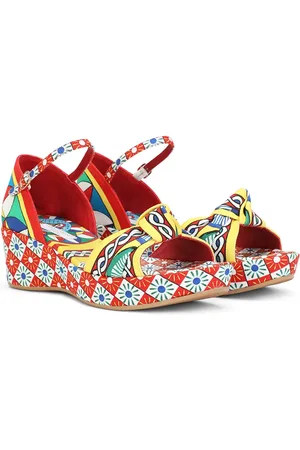 Dolce & Gabbana Carretto-print ankle-strap wedges