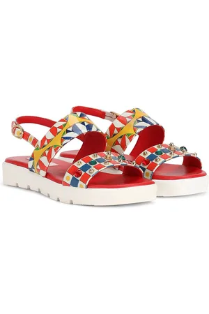 Dolce & Gabbana Carretto-print bejewelled leather sandals