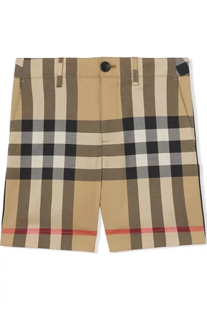 Burberry Boys Shorts - Checked stretch-cotton shorts - Brown