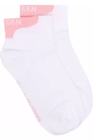 Alexander McQueen Women Socks - Intarsia-knit logo socks - White