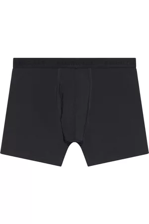 Balenciaga Men Swim Shorts - Logo-waistband fitted swim shorts - Black