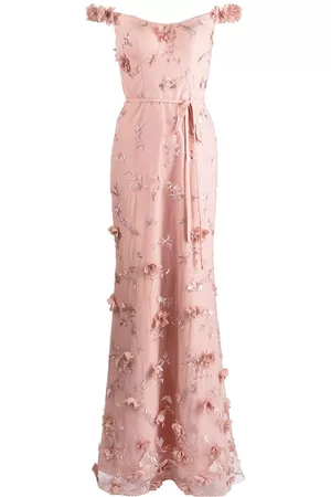 Marchesa Notte Women Printed Dresses - Floral-embroidered maxi gown - Pink