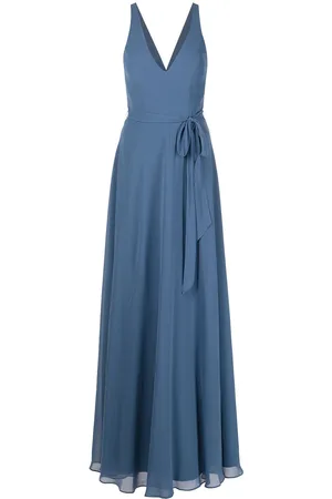 Marchesa Notte V-neck tie-waist gown