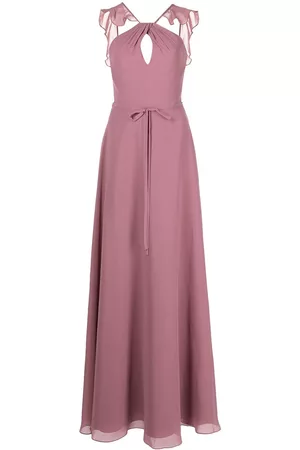 Marchesa Notte Frilled halter-neck gown - Pink