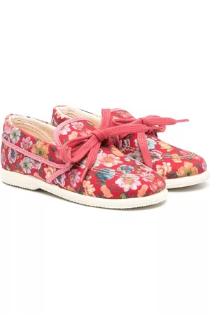 PèPè Floral print bow-embellished loafers - Red