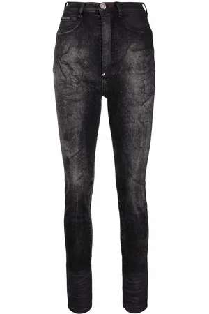 Philipp Plein Stonewashed super high-waisted jeggings
