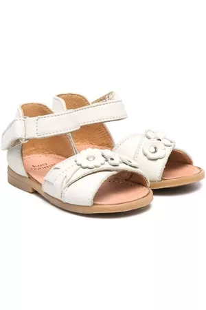 PèPè Sandals - Floral appliqué leather sandals - Neutrals