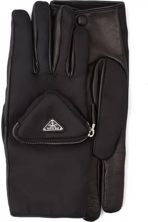Prada Pouch-detail logo gloves - Black