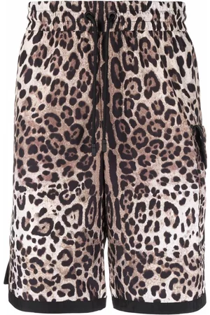 Dolce & Gabbana Men Bermudas - DG patch leopard print shorts - Neutrals