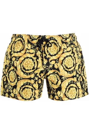 VERSACE Baroque-print drawstring shorts - Black