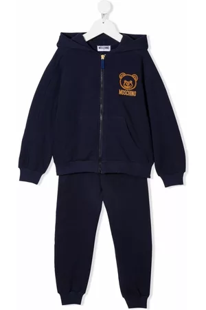Moschino Embroidered-Teddy tracksuit set - Blue