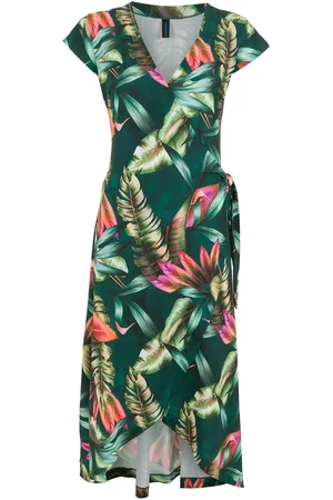 Lygia & Nanny Falcão leaf-print wrap dress